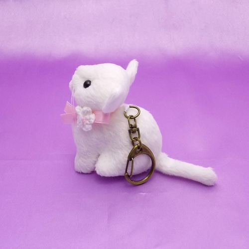 ぬいぐるみキーホルダー「ちびにゃ」白猫 【受注製作