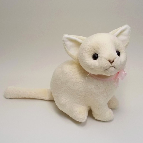 フランス　アンティーク　ベージュの猫のぬいぐるみ 猫ぬいぐるみ「ねこにゃ」ベージュ（クリーム色） 【受注製作