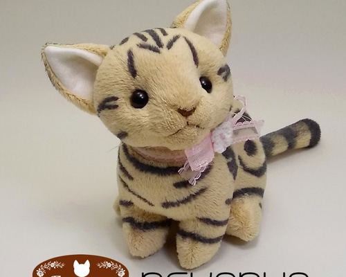 POLKADOTCLUB ブラウン猫ぬいぐるみ 猫ぬいぐるみ「ねこにゃ」アメショブラウン 【受注製作】 ぬいぐるみ