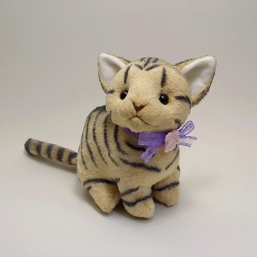 キジトラ猫 茶トラ ハンドメイドぬいぐるみ 蓄光ガラス ネコ