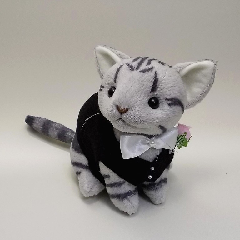 ウェディングキャット新郎・アメショシルバー/ ウェルカムキャット / 猫のウェルカムドール  【受注製作】 8,034円