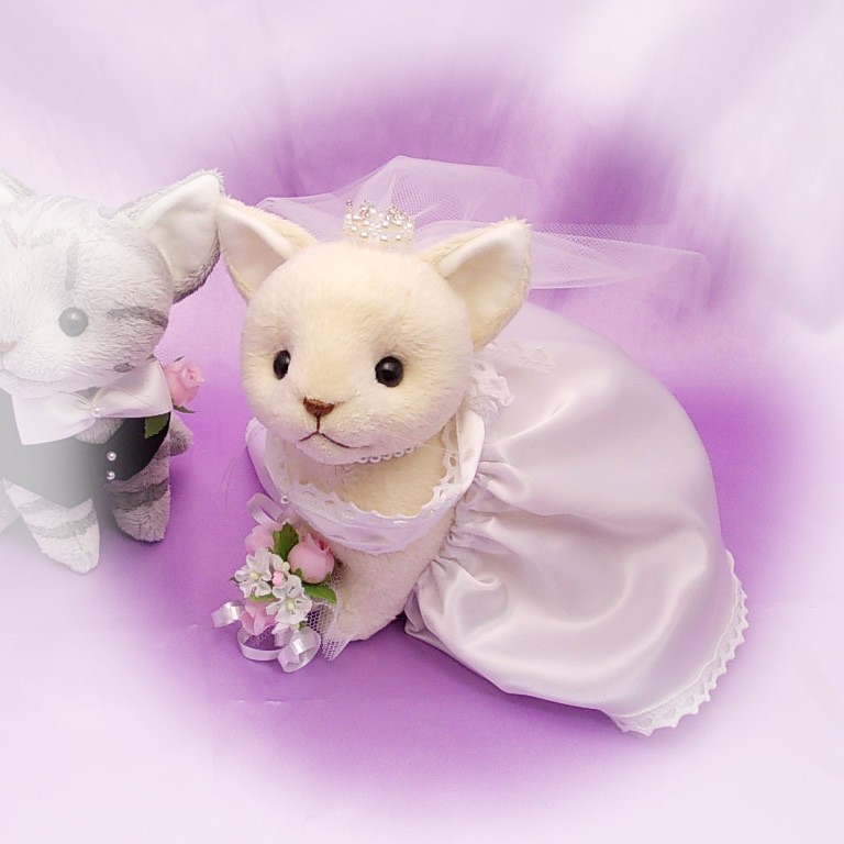 ウェディングキャット新婦・ベージュ / ウェルカムキャット / 猫のウェルカムドール  【受注製作】