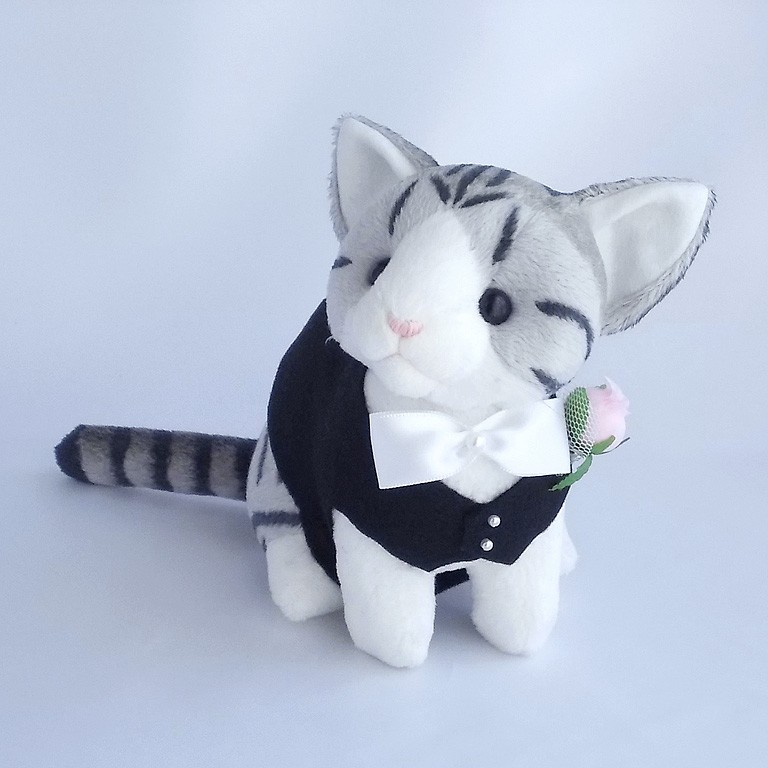 ウェディングキャット新郎・サバトラ白/ ウェルカムキャット / 猫のウェルカムドール  【受注製作】