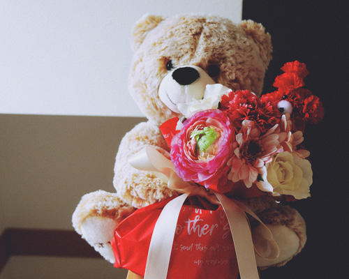 くまのぬいぐるみ 花束付き ミルクティー Creema限定 ポイント11倍