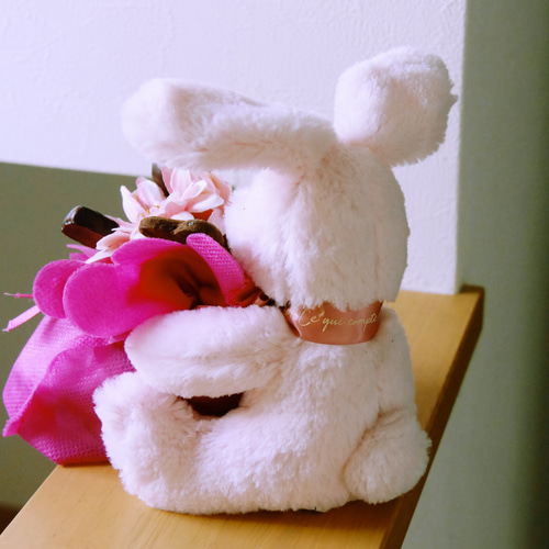 ピンクのうさぎのぬいぐるみ 花束付き Creema限定 ポイント11倍