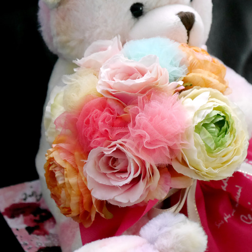 ピンクのうさぎのぬいぐるみ 花束付き Creema限定 ポイント11倍