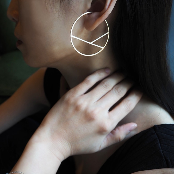 round a earring_圓框a耳骨環 925銀 設計師 沒耳洞 耳環 耳夾 第1張的照片