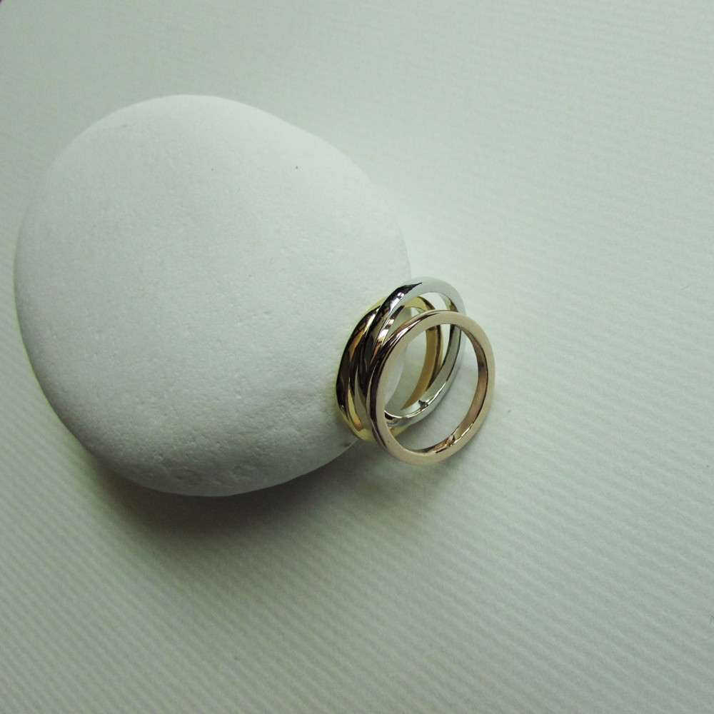 トリプルリング_Kゴールド限定版ホワイトゴールドローズゴールドシャンパンゴールド結婚指輪