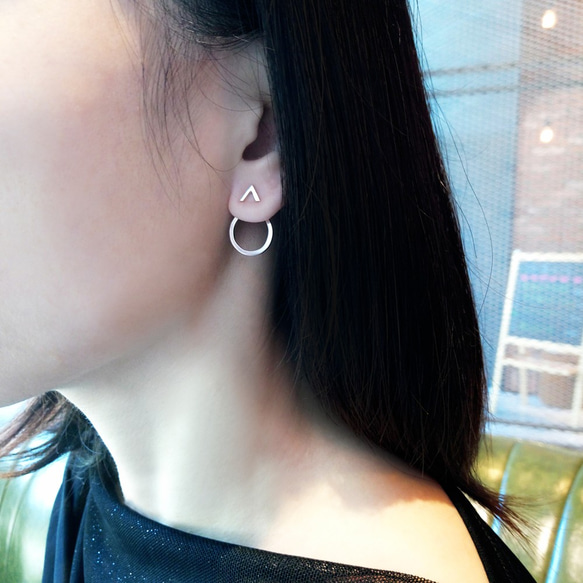 geometric earring_幾何耳環 925銀 限量 設計師手做 附品牌包裝 超取免運 一組三個 第4張的照片