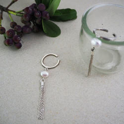 pearl tassel earring_珍珠流蘇耳骨環 mittag 925銀 限量 設計師 訂製 珠寶 第4張的照片
