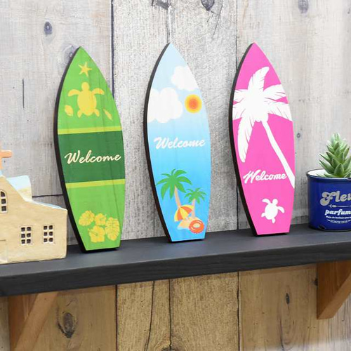木製サーフボード オブジェ Welcome スタンド インテリア おしゃれ