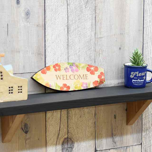 木製サーフボード オブジェ Welcome スタンド インテリア おしゃれ