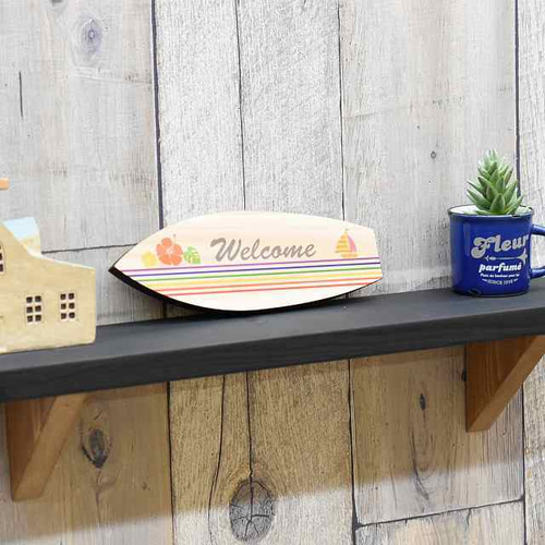 木製サーフボード オブジェ Welcome スタンド インテリア おしゃれ