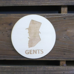 木製サインプレート 丸型 メッセージプレート ドアプレート シルエット 男性専用 GENTS 3枚目の画像