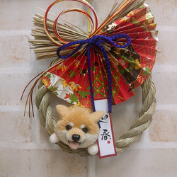 ぽん「3ポメ~お花リース」「ポメと柴犬~インコS字飾り」 柴犬とフルーツの刺繍リース | ami embroidery