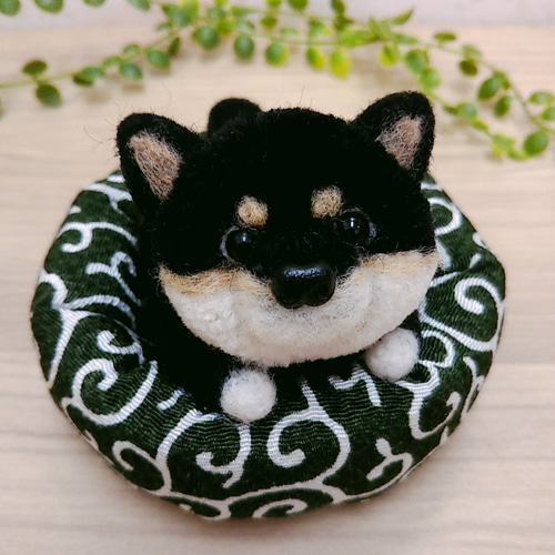 唐草模様クッションに乗り出して「ねぇねぇ、何してるのー？」と