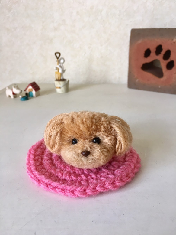 犬ポンポン　ブローチ　アプリコット　トイプードル 1枚目の画像