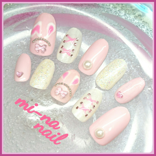 ネイルチップ♡うさ耳ネイル♡ゆめかわいい♡メルヘン♡ガーリー