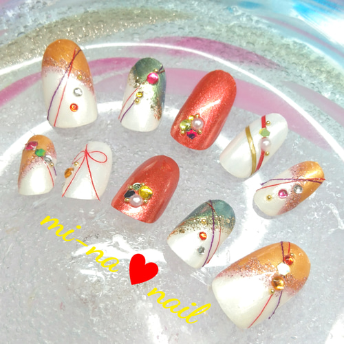 ネイルチップ♡和装ネイル♡成人式、結婚式、前撮り、結納振袖  