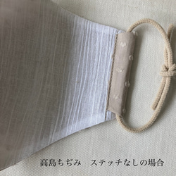 サイズいろいろ ドットミニヨン　ソイラテ ハンドメイド 立体布マスク おしゃれゴム チェックアンドストライプ 裏布選択 3枚目の画像