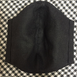 ハンドメイド 布マスク 立体 大人用 上質黒リネン 3枚目の画像