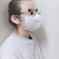 くすみブルードット 女の子柄 ハンドメイド 立体布マスク オーガニックコットンガーゼ 4枚目の画像