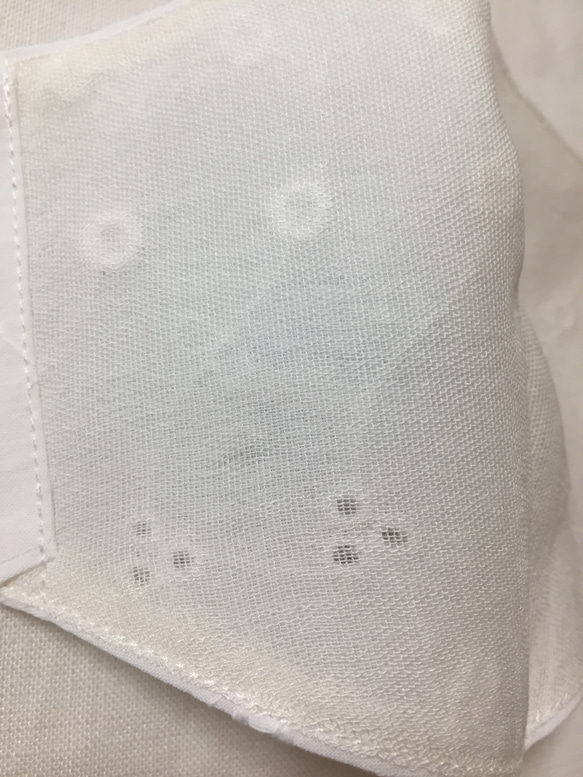 涼しげレース生地 夏マスク 天然抗菌竹布ガーゼ使用 ハンドメイド 立体布マスク 3枚目の画像