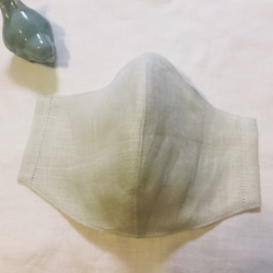 薄グレーベージュ 柔らかリネン 両面リネン ハンドメイド 立体布マスク 1枚目の画像