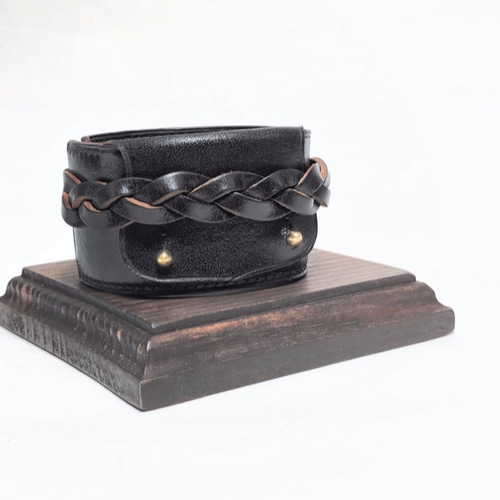 レザー バングル 黒 （茶芯） ブレスレット Jindy 通販 7086876