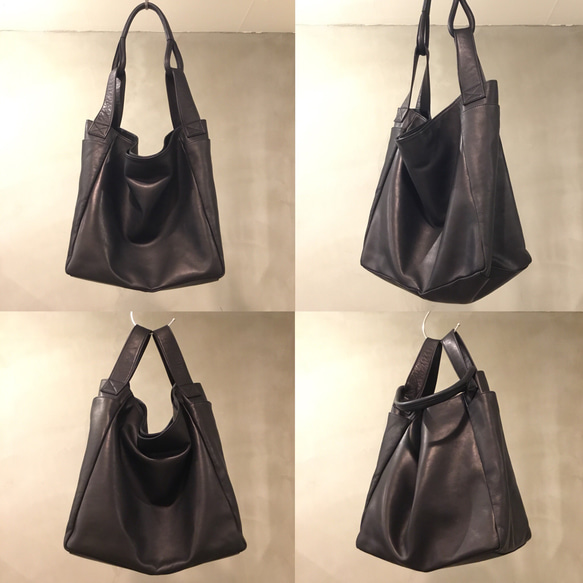 Ｌサイズ。大容量で軽量！馬革ワンショルダー肩掛け2wayトートバッグ ／レスデザイン-Less Less シワ よろしくお願いいたします