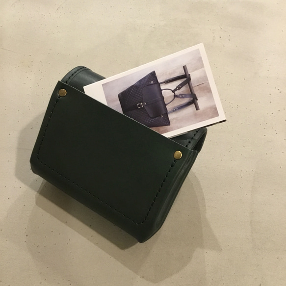 牛革ジャバラお財布「グリーン」 5枚目の画像