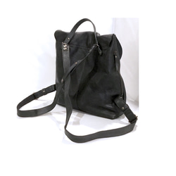 牛革フラップリュックSサイズ「ブラック」 7枚目の画像