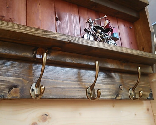アンティーク　ウォールシェルフ　ウォールフック フック付きウォールシェルフ フランスアンティーク家具 飾り棚