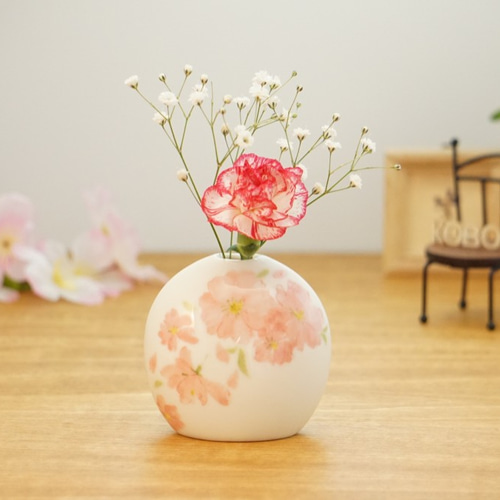 再販 春デザイン 小さな一輪挿し「うす紅さくら」 満月の形