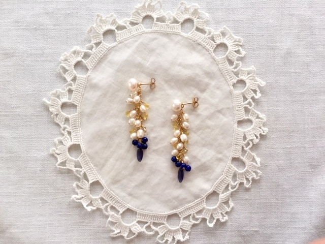 ＊14kgf パールピアスとおめかしチャーム アイオライト 5,325円