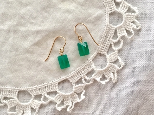 14kgfグリーンアゲートピアス/イヤリング