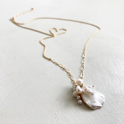 即納【Creema限定】14KGF: KESHI Pearl HANABIRA Necklace -ﾈｯｸﾚｽ 2枚目の画像