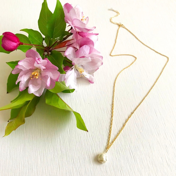 14KGF: KESHI Pearl One-point Necklace　-ネックレス 2枚目の画像