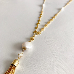 GP: Quatrefoil x Coin Pearl Long Necklace　-ロングネックレス 5枚目の画像