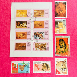 海外の古切手 ライオン 14枚セット 1枚目の画像