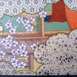 壁掛け　和風 かべ飾り　古布・桜　NO.12 3枚目の画像