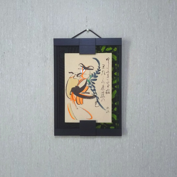 和風飾り額（古布）　　はがき・縦用　NO.18 3枚目の画像