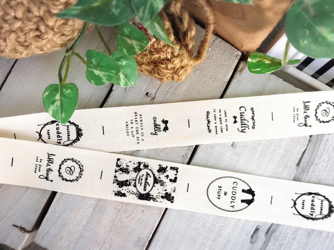 布タグ* 卸 choccte+ 25mm黒 コットン平織 cuddly 30m