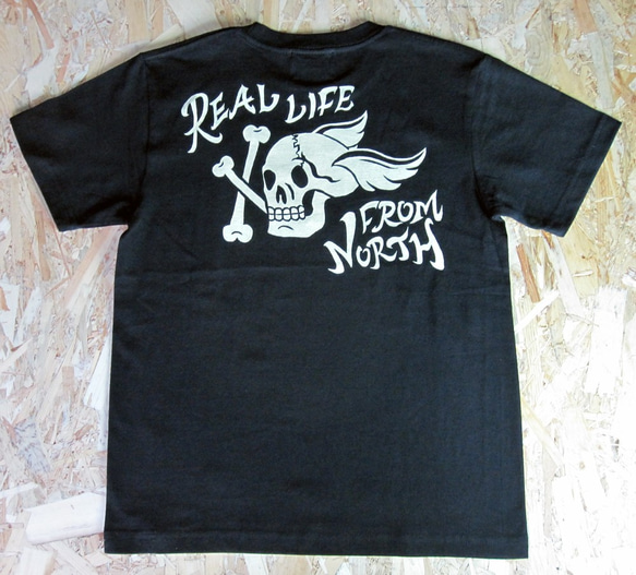 REAL LIFE SKULL TEE Black 1枚目の画像