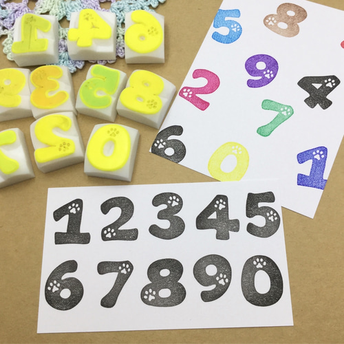 消しゴムはんこ 肉球数字はんこ はんこ・スタンプ uniko 通販 9775486