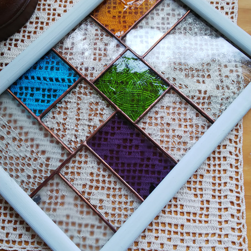 ステンドグラス パネル 昭和レトロ クリア+4* その他アート ステンド