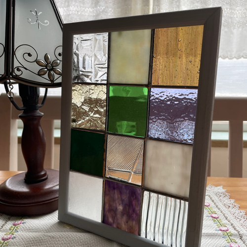ステンドグラス パネル 大正ロマン格子戸 その他アート ステンド