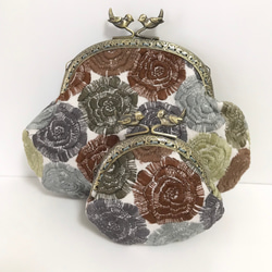 刺繍シリーズ  pjc 「モネの薔薇」茶系色 ポーチセット  「Creema限定」 送料無料 4枚目の画像