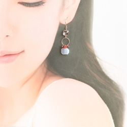 耳環享受初夏的色彩 7 藍色蕾絲瑪瑙花色耳環（耳環可更換） 第10張的照片