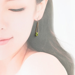 稀有石*寶石品質sphene雙掛耳環A綠色（耳環可換） 第6張的照片